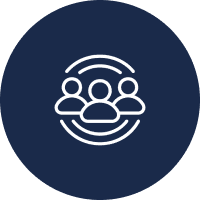 Group icon on dark blue circular background.